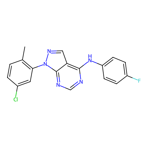 1-(5-chloro-2-methylphenyl)-N-(4-fluorophenyl)-1H-pyrazolo[3,4-d]pyrimidin-4-amine structure