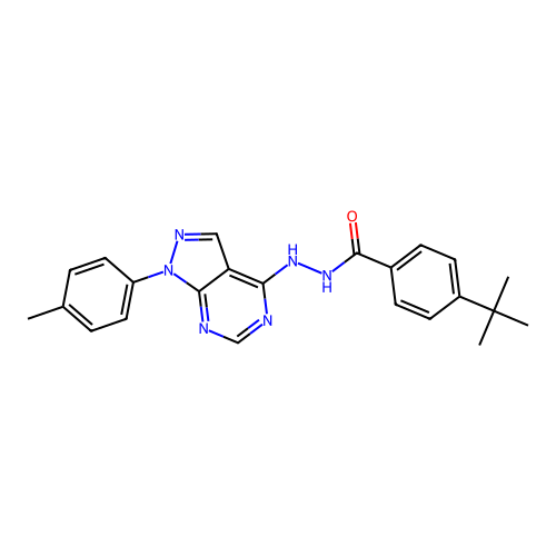4-tert-butyl-N'-[1-(4-methylphenyl)-1H-pyrazolo[3,4-d]pyrimidin-4-yl]benzohydrazide structure