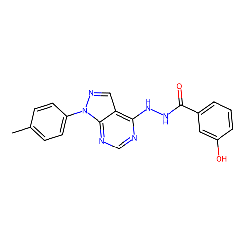 3-hydroxy-N'-[1-(4-methylphenyl)pyrazolo[3,4-d]pyrimidin-4-yl]benzohydrazide structure