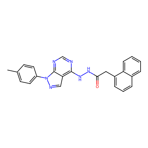 N-{[1-(4-methylphenyl)pyrazolo[4,5-e]pyrimidin-4-yl]amino}-2-naphthylacetamide structure