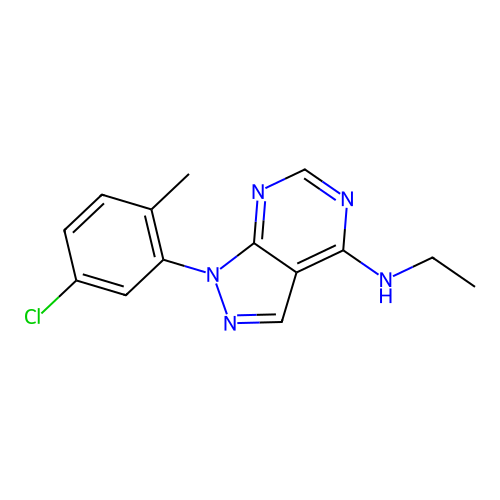 1-(5-chloro-2-methylphenyl)-N-ethyl-1H-pyrazolo[3,4-d]pyrimidin-4-amine structure