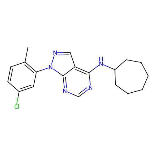 1-(5-chloro-2-methylphenyl)-N-cycloheptyl-1H-pyrazolo[3,4-d]pyrimidin-4-amine structure