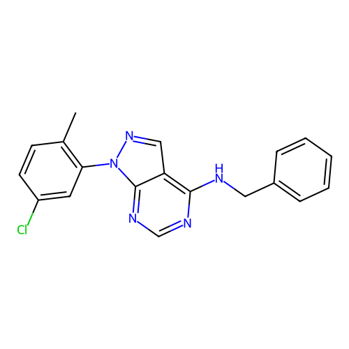 N-benzyl-1-(5-chloro-2-methylphenyl)-1H-pyrazolo[3,4-d]pyrimidin-4-amine structure