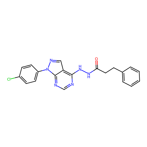 N'-[1-(4-chlorophenyl)pyrazolo[3,4-d]pyrimidin-4-yl]-3-phenylpropanehydrazide structure
