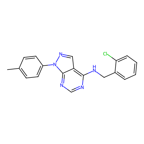 [(2-Chlorophenyl)methyl][1-(4-methylphenyl)pyrazolo[4,5-e]pyrimidin-4-yl]amine structure