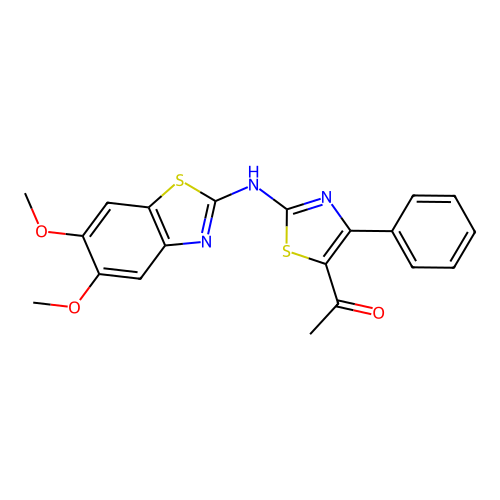 1-(2-((5,6-Dimethoxybenzo[d]thiazol-2-yl)amino)-4-phenylthiazol-5-yl)ethanone structure