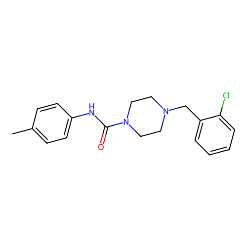 4-[(2-chlorophenyl)methyl]-N-(4-methylphenyl)piperazine-1-carboxamide structure