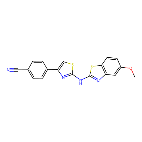 4-{2-[(5-Methoxy-1,3-benzothiazol-2-yl)amino]-1,3-thiazol-4-yl}benzonitrile structure