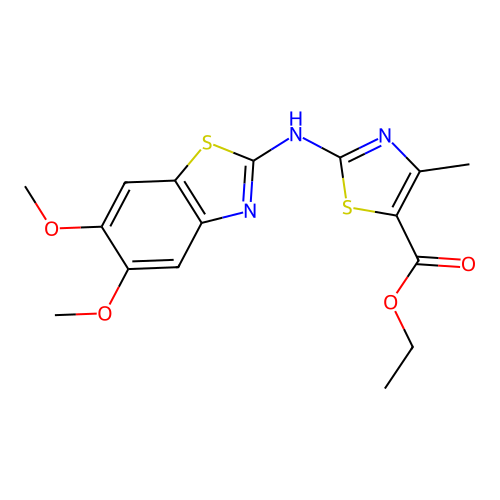 ethyl 2-[(5,6-dimethoxy-1,3-benzothiazol-2-yl)amino]-4-methyl-1,3-thiazole-5-carboxylate structure