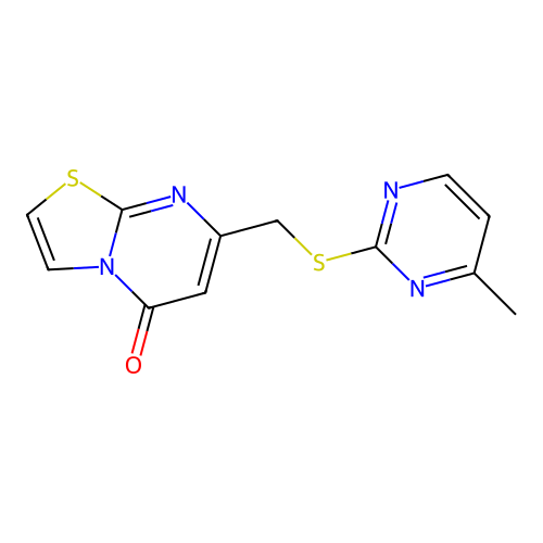 7-[(4-Methylpyrimidin-2-yl)sulfanylmethyl]-[1,3]thiazolo[3,2-a]pyrimidin-5-one structure