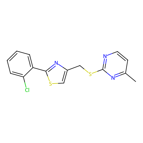 2-(2-Chlorophenyl)-4-[(4-methylpyrimidin-2-yl)sulfanylmethyl]-1,3-thiazole structure