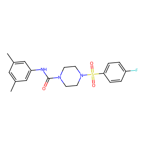 N-(3,5-dimethylphenyl)-4-(4-fluorophenyl)sulfonylpiperazine-1-carboxamide structure