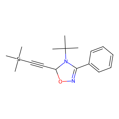 4-Tert-butyl-3-phenyl-5-[(trimethylsilyl)ethynyl]-4,5-dihydro-1,2,4-oxadiazole structure