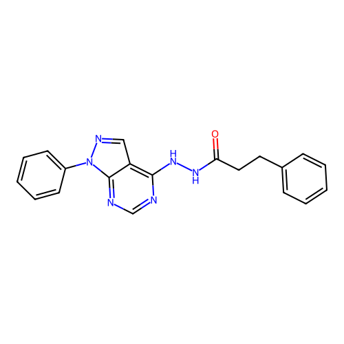 3-phenyl-N'-(1-phenylpyrazolo[3,4-d]pyrimidin-4-yl)propanehydrazide structure