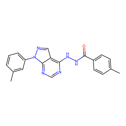 4-methyl-N'-[1-(3-methylphenyl)-1H-pyrazolo[3,4-d]pyrimidin-4-yl]benzohydrazide structure