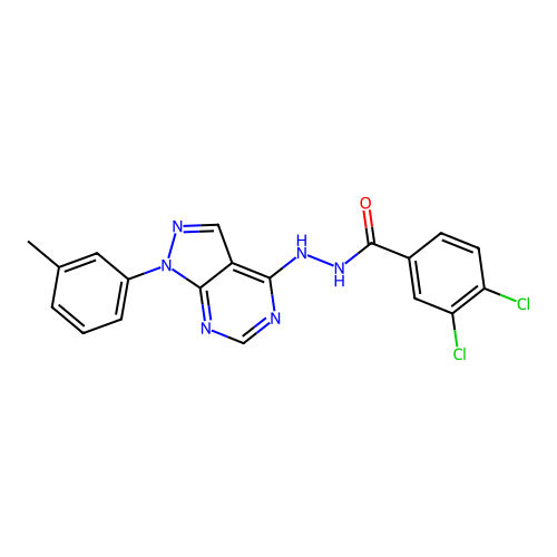 3,4-dichloro-N'-(1-(m-tolyl)-1H-pyrazolo[3,4-d]pyrimidin-4-yl)benzohydrazide structure