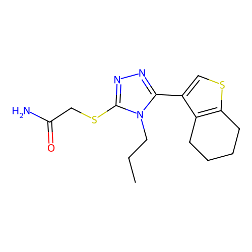 2-[[4-propyl-5-(4,5,6,7-tetrahydro-1-benzothiophen-3-yl)-1,2,4-triazol-3-yl]sulfanyl]acetamide structure