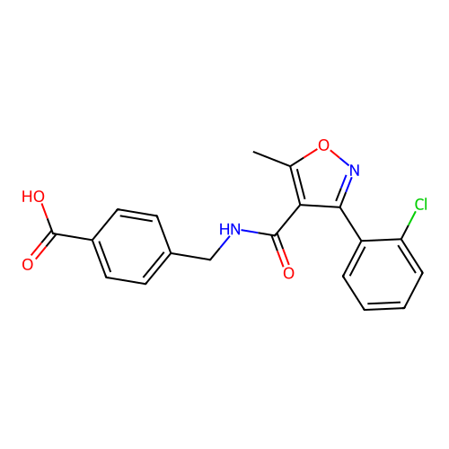 4-((3-(2-Chlorophenyl)-5-methylisoxazole-4-carboxamido)methyl)benzoic acid structure