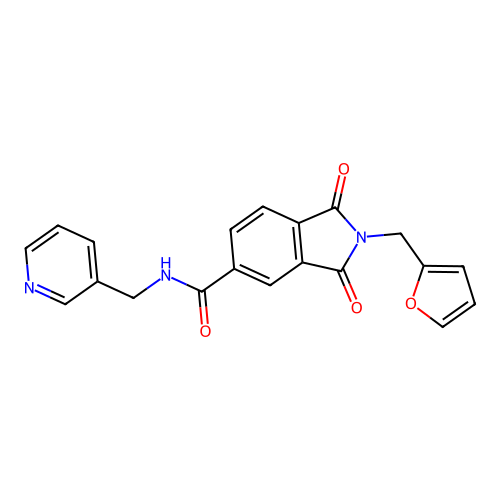 2-(furan-2-ylmethyl)-1,3-dioxo-N-(pyridin-3-ylmethyl)isoindole-5-carboxamide structure