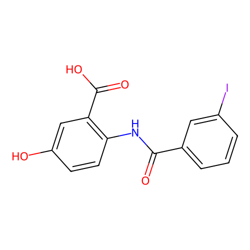 5-Hydroxy-2-{[(3-iodophenyl)carbonyl]amino}benzoic acid structure