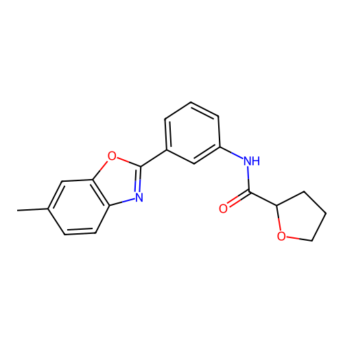 N-[3-(6-methyl-1,3-benzoxazol-2-yl)phenyl]oxolane-2-carboxamide structure