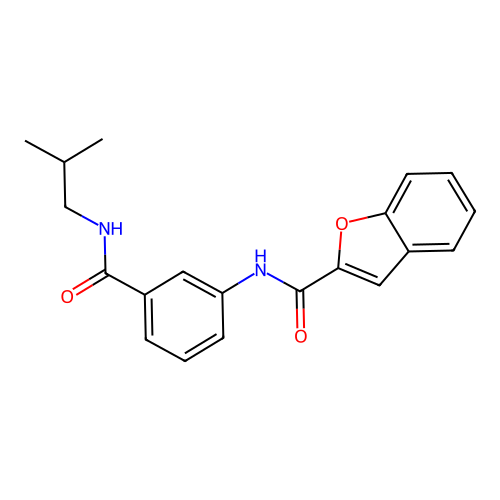 N-{3-[(2-methylpropyl)carbamoyl]phenyl}-1-benzofuran-2-carboxamide structure