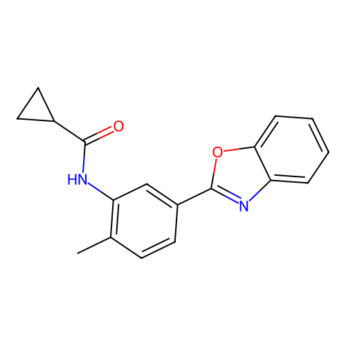 N-[5-(1,3-benzoxazol-2-yl)-2-methylphenyl]cyclopropanecarboxamide structure