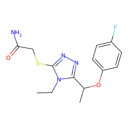 2-({4-ethyl-5-[1-(4-fluorophenoxy)ethyl]-4H-1,2,4-triazol-3-yl}sulfanyl)acetamide structure