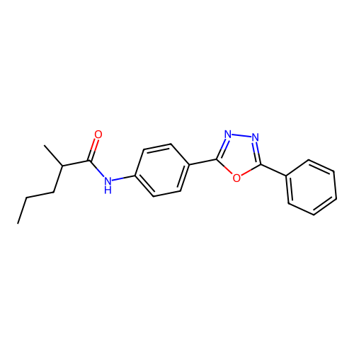 2-methyl-N-[4-(5-phenyl-1,3,4-oxadiazol-2-yl)phenyl]pentanamide structure