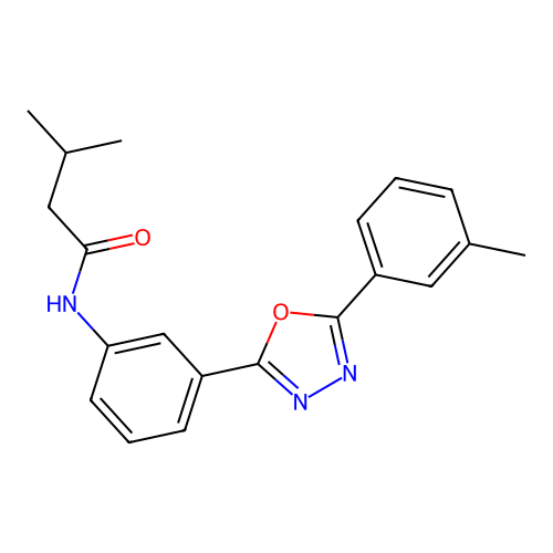 3-methyl-N-[3-[5-(3-methylphenyl)-1,3,4-oxadiazol-2-yl]phenyl]butanamide structure