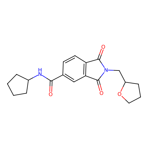 N-cyclopentyl-1,3-dioxo-2-(oxolan-2-ylmethyl)isoindole-5-carboxamide structure