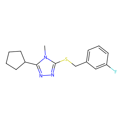 3-Cyclopentyl-5-[(3-fluorophenyl)methylsulfanyl]-4-methyl-1,2,4-triazole structure