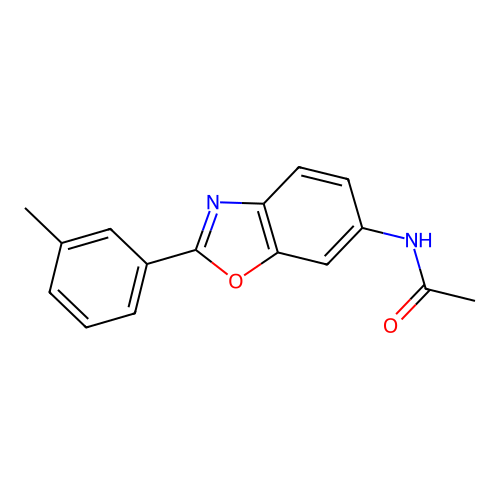 N-[2-(3-methylphenyl)-1,3-benzoxazol-6-yl]acetamide structure