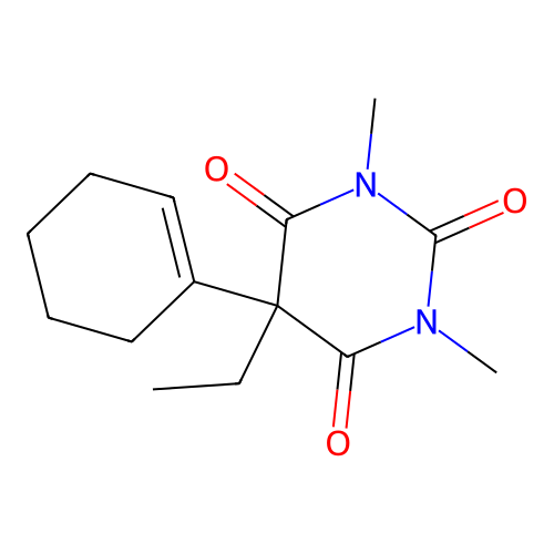 Barbituric acid, 5-(1-cyclohexen-1-yl)-5-ethyl-1,3-dimethyl- structure
