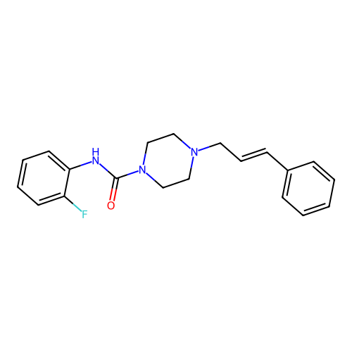 N-(2-fluorophenyl)-4-[(E)-3-phenylprop-2-enyl]piperazine-1-carboxamide structure