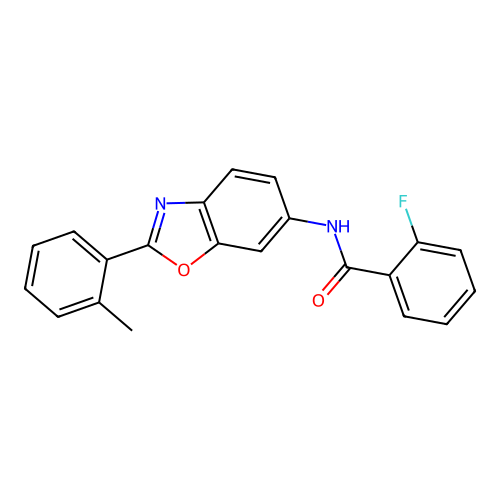 2-fluoro-N-[2-(2-methylphenyl)-1,3-benzoxazol-6-yl]benzamide structure