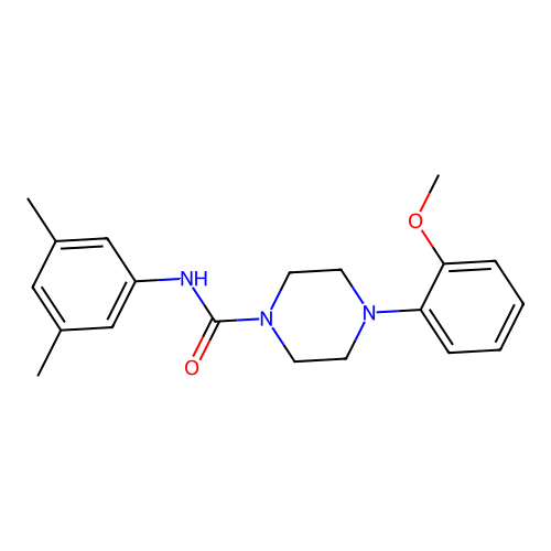 N-(3,5-dimethylphenyl)-4-(2-methoxyphenyl)piperazine-1-carboxamide structure