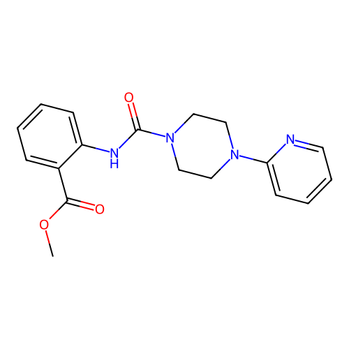 Methyl 2-[(4-(2-pyridyl)piperazinyl)carbonylamino]benzoate structure