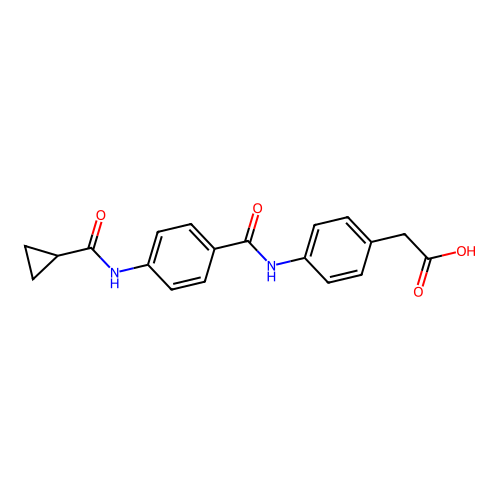 {4-[({4-[(Cyclopropylcarbonyl)amino]phenyl}carbonyl)amino]phenyl}acetic acid structure