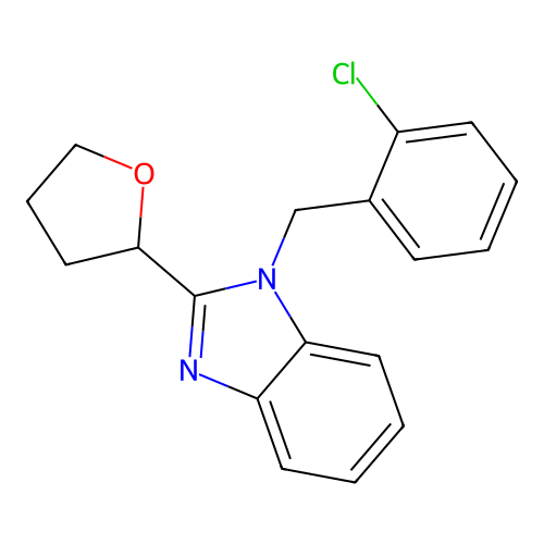 2-{1-[(2-Chlorophenyl)methyl]benzimidazol-2-yl}oxolane structure