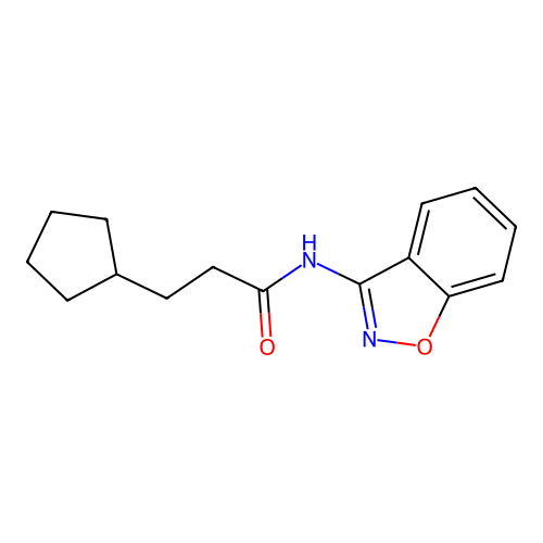 N-(1,2-benzoxazol-3-yl)-3-cyclopentylpropanamide structure