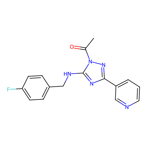 1-(5-((4-fluorobenzyl)amino)-3-(pyridin-3-yl)-1H-1,2,4-triazol-1-yl)ethanone structure