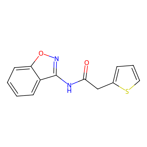 N-(1,2-benzoxazol-3-yl)-2-thiophen-2-ylacetamide structure