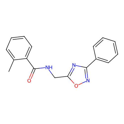 2-methyl-N-[(3-phenyl-1,2,4-oxadiazol-5-yl)methyl]benzamide structure