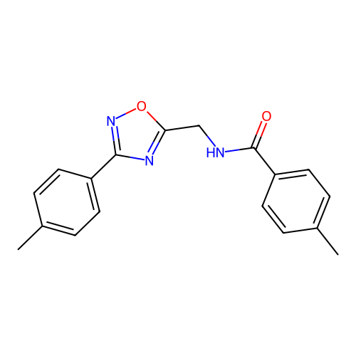 4-methyl-N-[[3-(4-methylphenyl)-1,2,4-oxadiazol-5-yl]methyl]benzamide structure