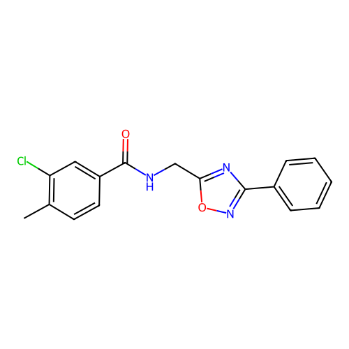 3-chloro-4-methyl-N-[(3-phenyl-1,2,4-oxadiazol-5-yl)methyl]benzamide structure