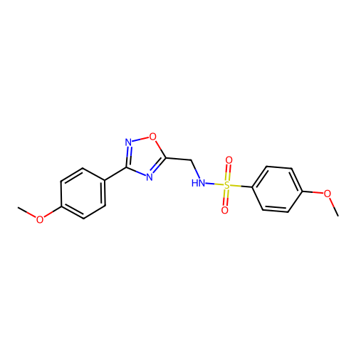 4-methoxy-N-{[3-(4-methoxyphenyl)-1,2,4-oxadiazol-5-yl]methyl}benzenesulfonamide structure