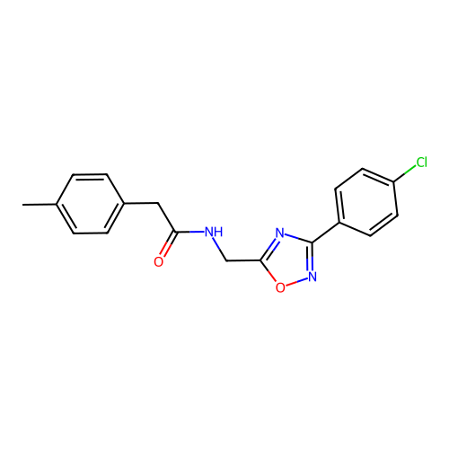 N-[[3-(4-chlorophenyl)-1,2,4-oxadiazol-5-yl]methyl]-2-(4-methylphenyl)acetamide structure