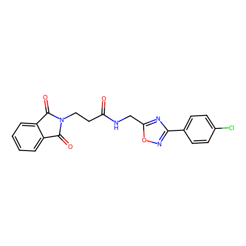 N-((3-(4-chlorophenyl)-1,2,4-oxadiazol-5-yl)methyl)-3-(1,3-dioxoisoindolin-2-yl)propanamide structure