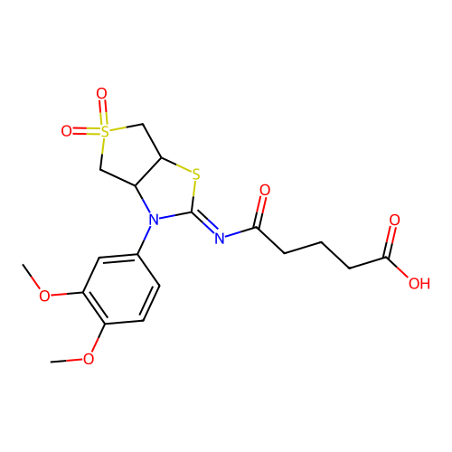 5-{[(2Z)-3-(3,4-dimethoxyphenyl)-5,5-dioxidotetrahydrothieno[3,4-d][1,3]thiazol-2(3H)-ylidene]amino}-5-oxopentanoic acid structure